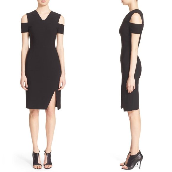 Yigal Azrouel Dresses & Skirts - YIGAL AZROUEL Side Slit Cold Shoulder Black Dress 2 Bodycon Little Black Dress